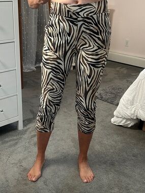 Chico's Zebra-Print Capri Pants in Black and Cream